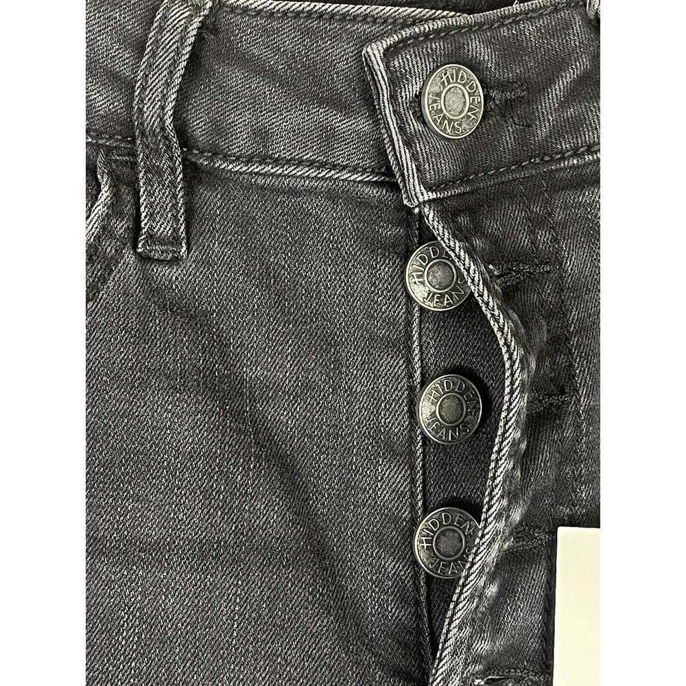 Hidden Happi Crop Flare Jeans Womens 24 Black Button Fly Pockets NWT - Picture 9 of 14